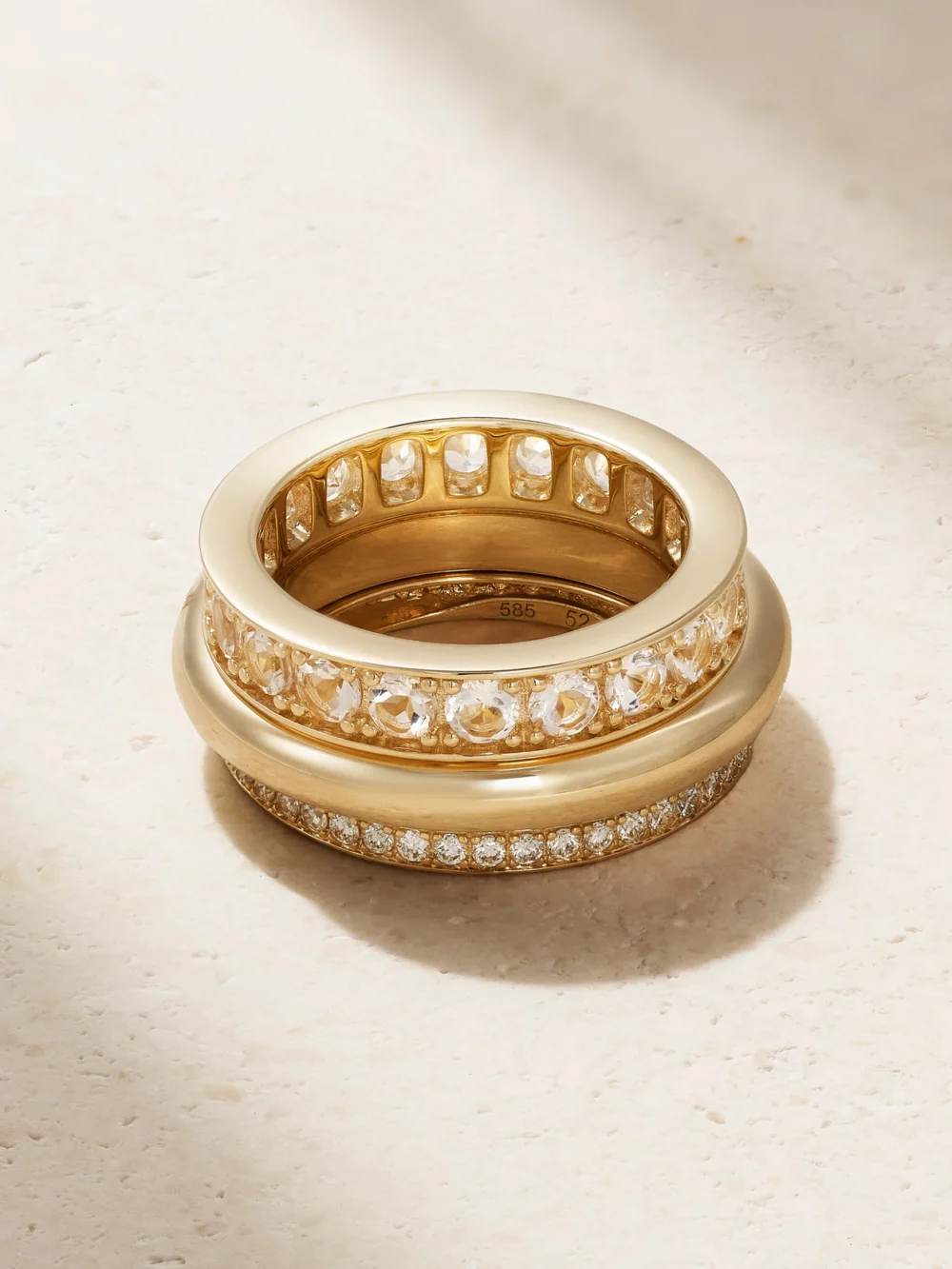 By Pariah Set of Three 14-karat Gold, Morganite and Diamond Rings in 53