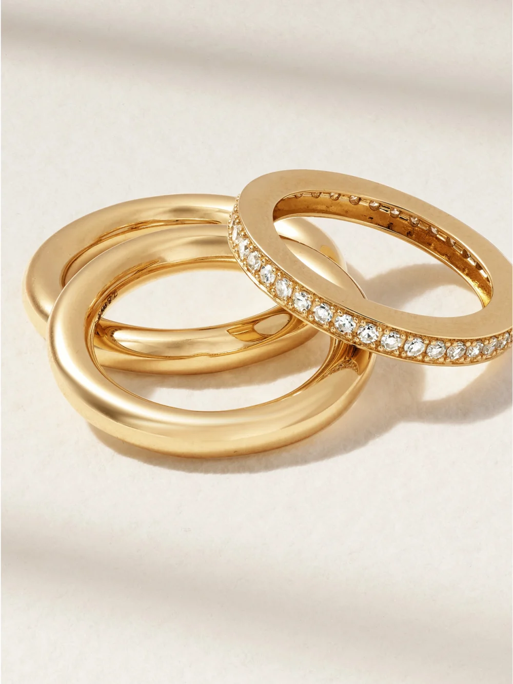Back view of the By Pariah Set of Three 14-karat Recycled Gold Diamond Pinky Rings