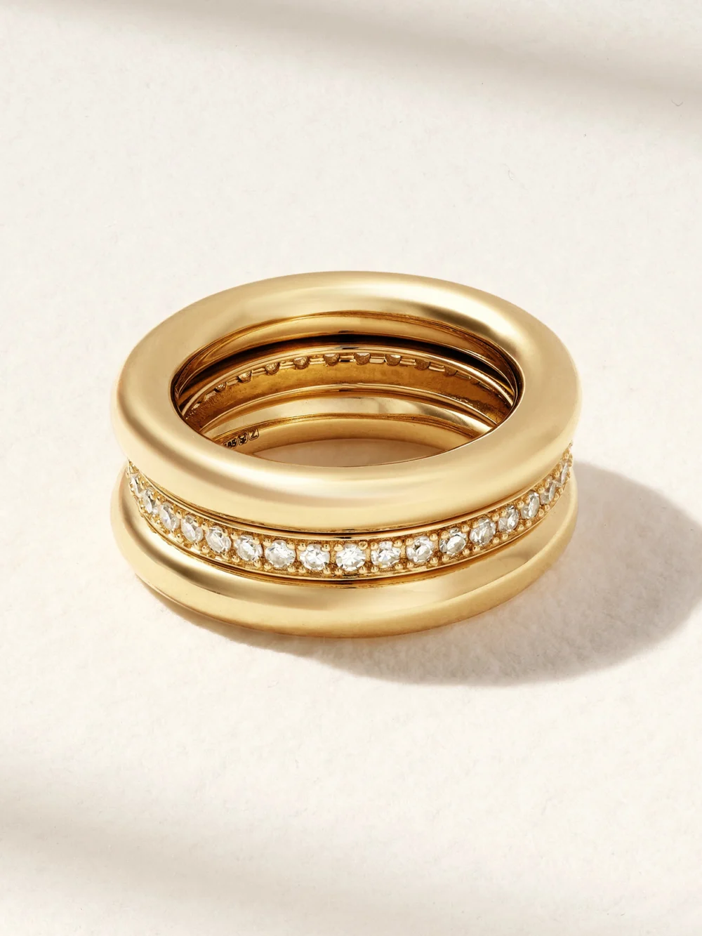 By Pariah Set of Three 14-karat Recycled Gold Diamond Pinky Rings in 47