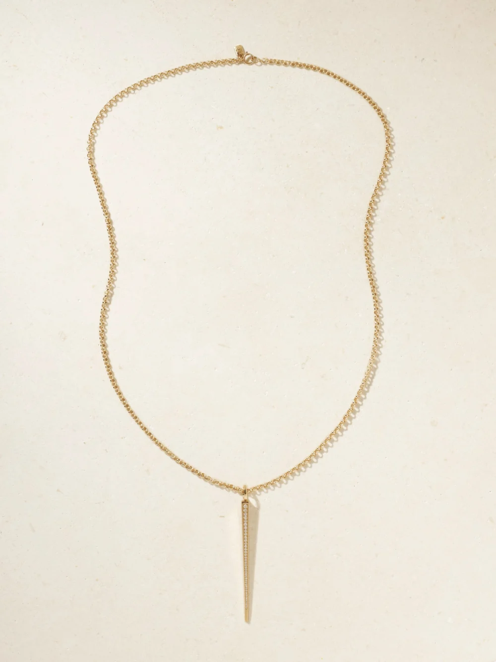Close-up detail of the By Pariah Sticks and Stones 14-karat Recycled Gold Diamond Necklace