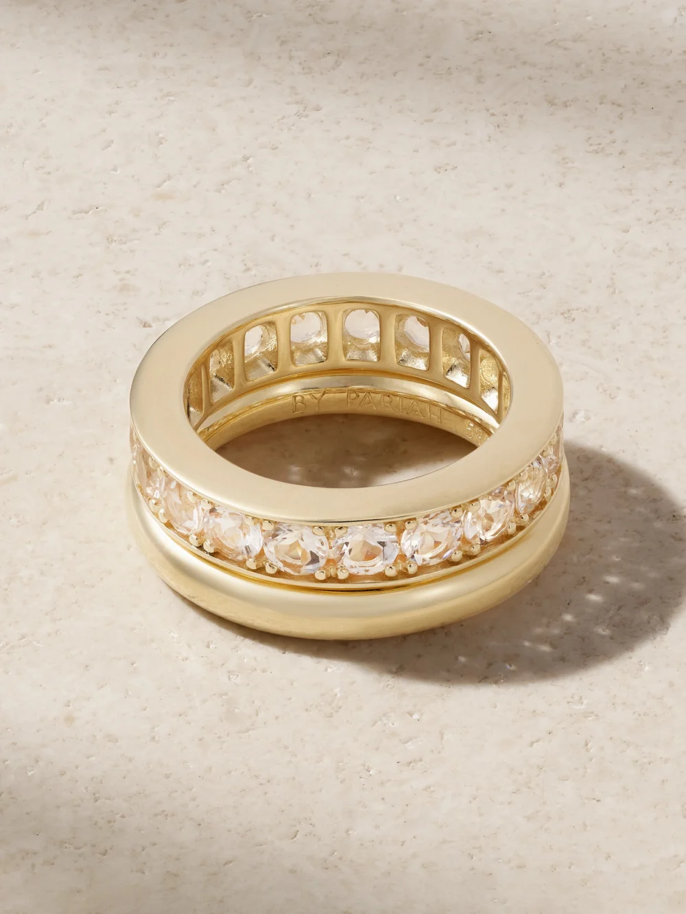 By Pariah Xl Duo Set of Two 14-karat Recycled Gold Morganite Pinky Rings in 46