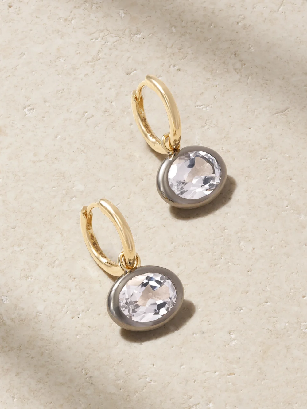 By Pariah Xl Orbit 14-karat Recycled Gold, Rhodium and Topaz Hoop Earrings