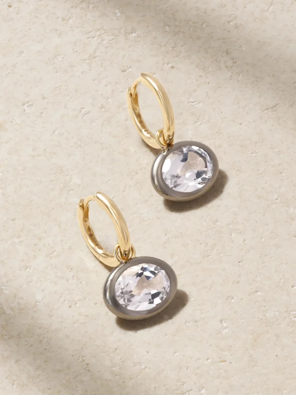 By Pariah Xl Orbit 14-karat Recycled Gold, Rhodium and Topaz Hoop Earrings
