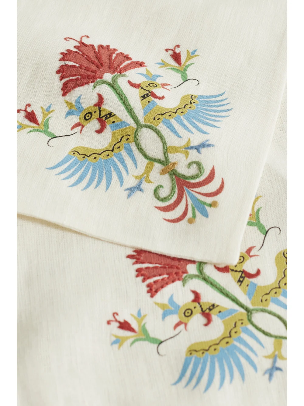 Close-up detail of the Cabana Benaki Set of Two Embroidered Printed Linen Placemats