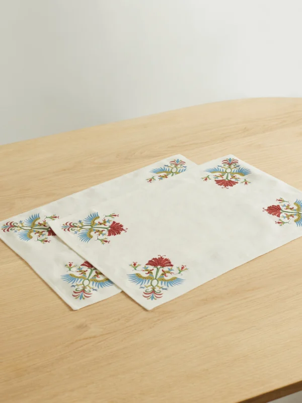 Cabana Benaki Set of Two Embroidered Printed Linen Placemats