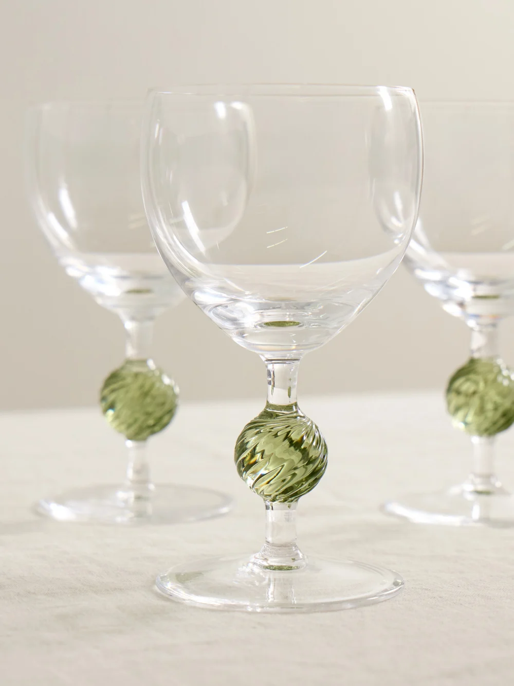 Close-up detail of the Cabana Demetra Set of Four Wine Glasses