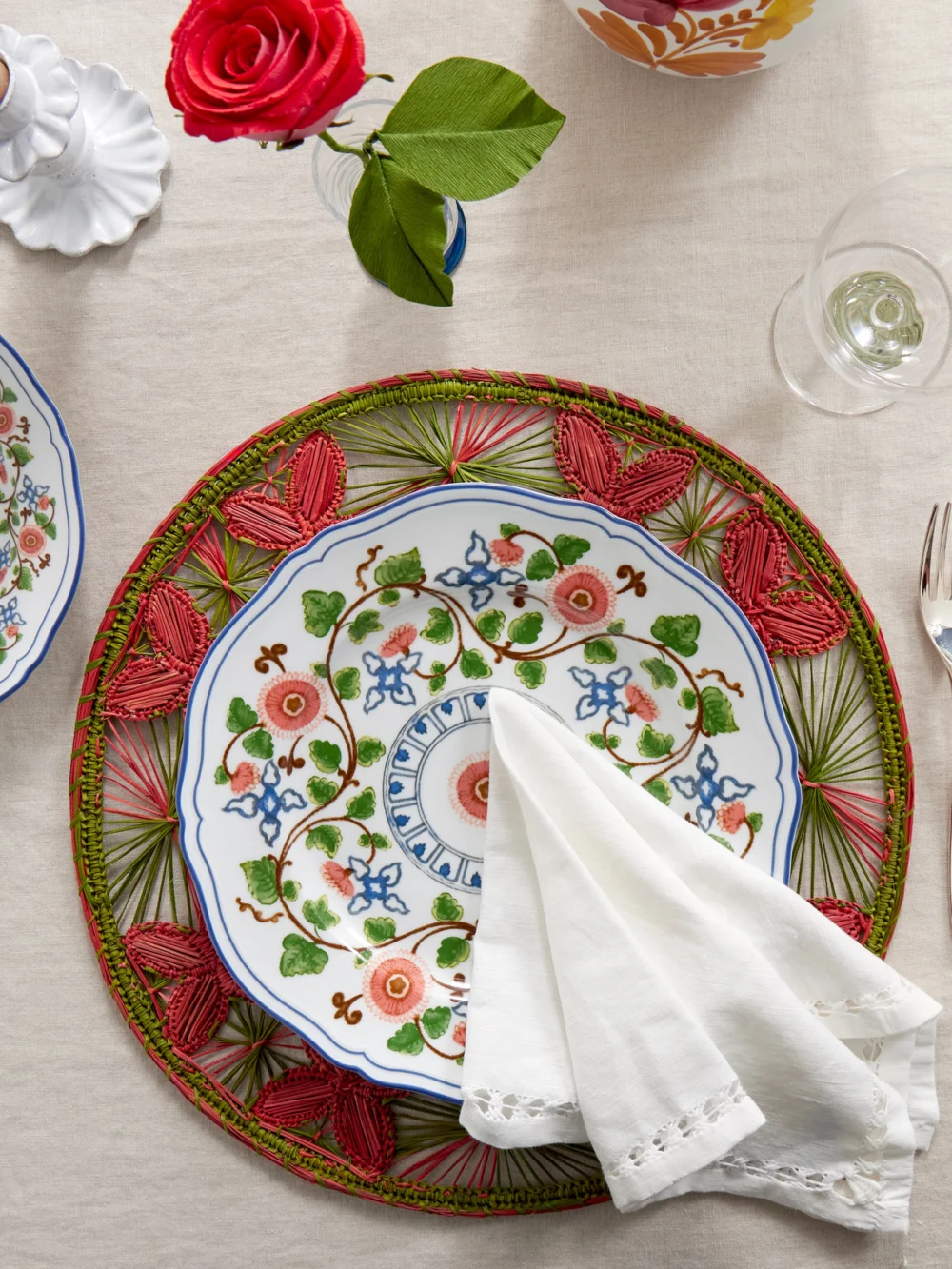 Cabana + Ginori 1735 Martina Set of Two Porcelain Dinner Plates, styled view