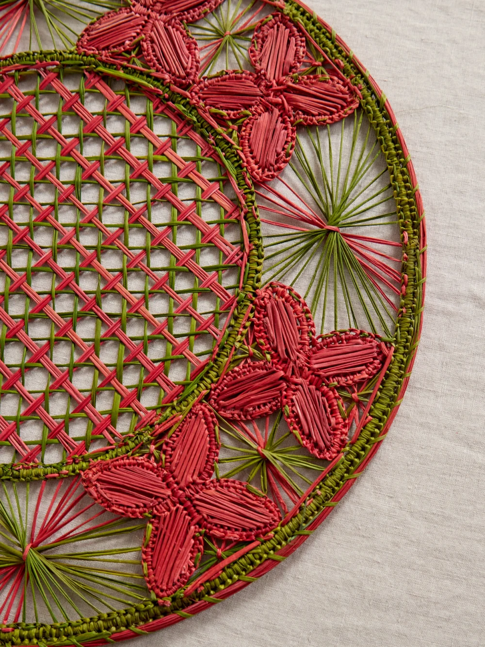 Close-up detail of the Cabana Louloudi Rattan Placemat