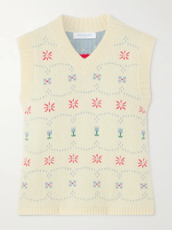 Calle Del Mar Cashmere and Silk-blend Jacquard Vest