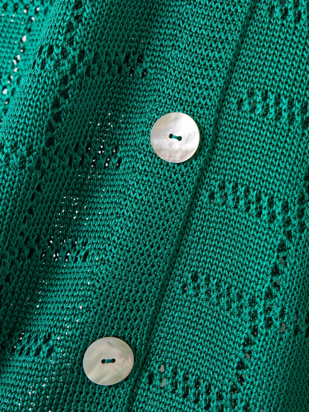 Close-up detail of the Calle Del Mar Crocheted Shirt