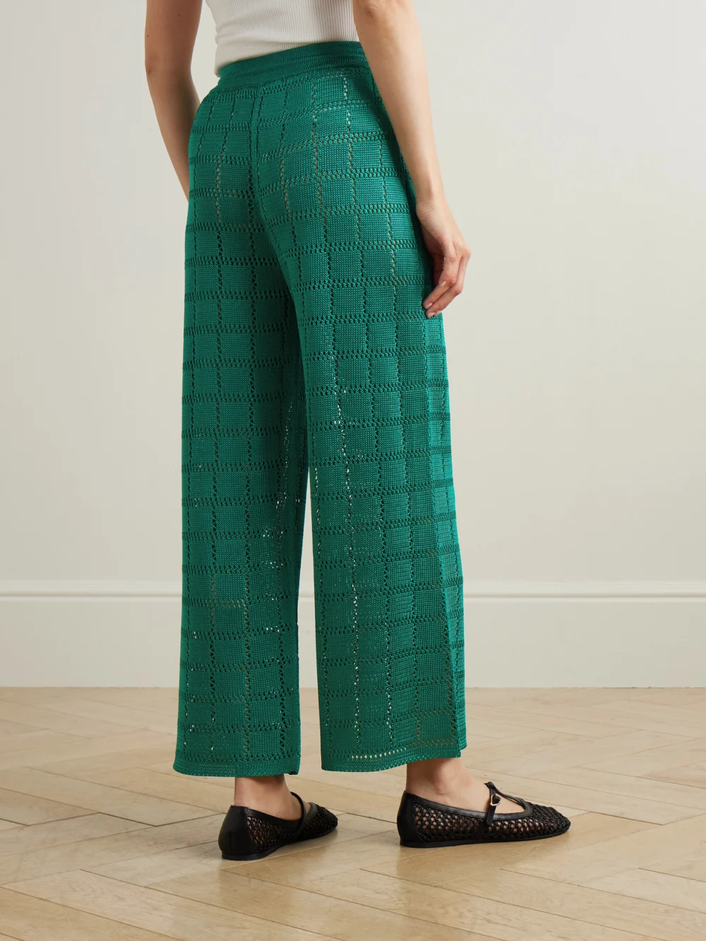 Back view of the Calle Del Mar Crocheted Wide-leg Pants