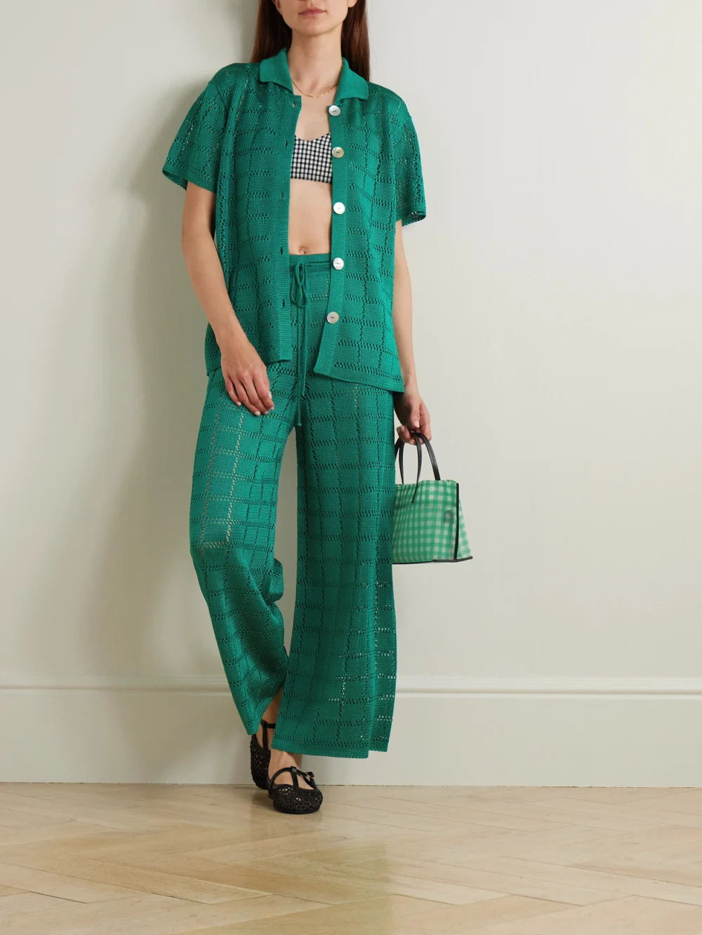 Calle Del Mar Crocheted Wide-leg Pants, worn by a model