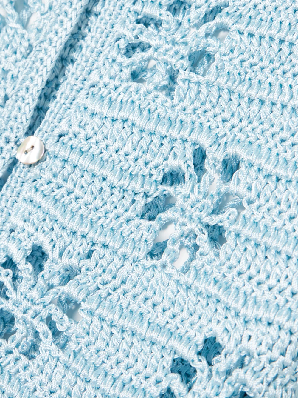 Close-up detail of the Calle Del Mar Cropped Crocheted Cardigan