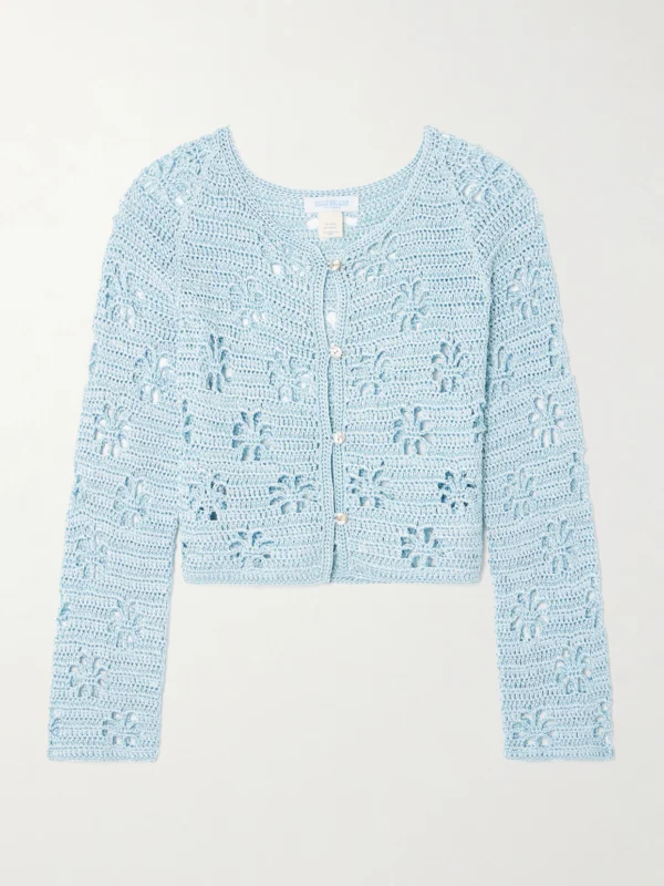 Calle Del Mar Cropped Crocheted Cardigan