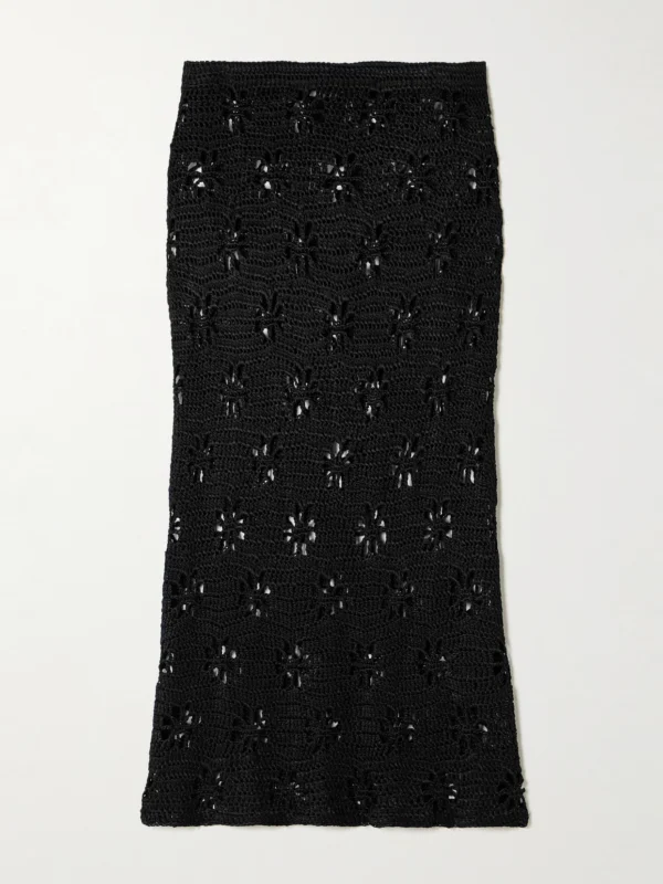 Calle Del Mar Floral Crocheted Midi Skirt