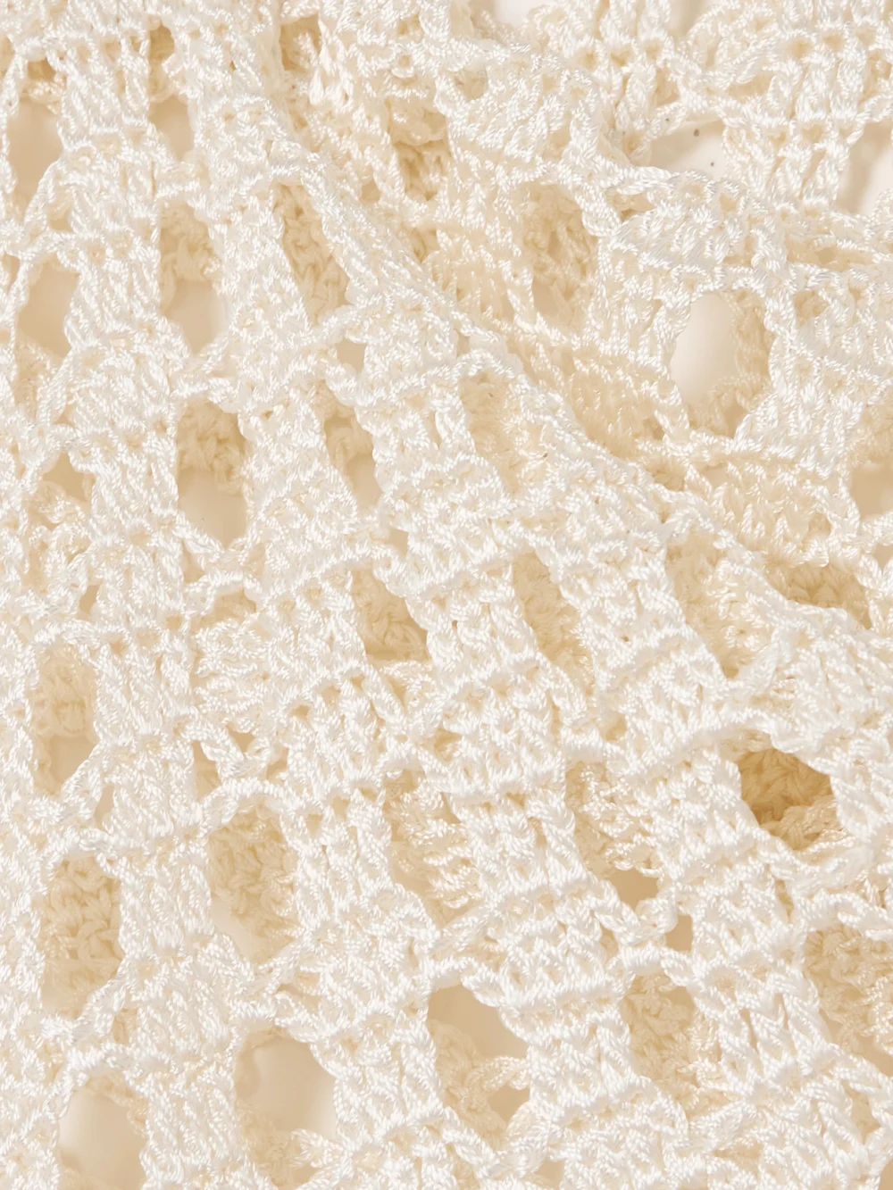 Close-up detail of the Calle Del Mar Fringed Crocheted Midi Skirt