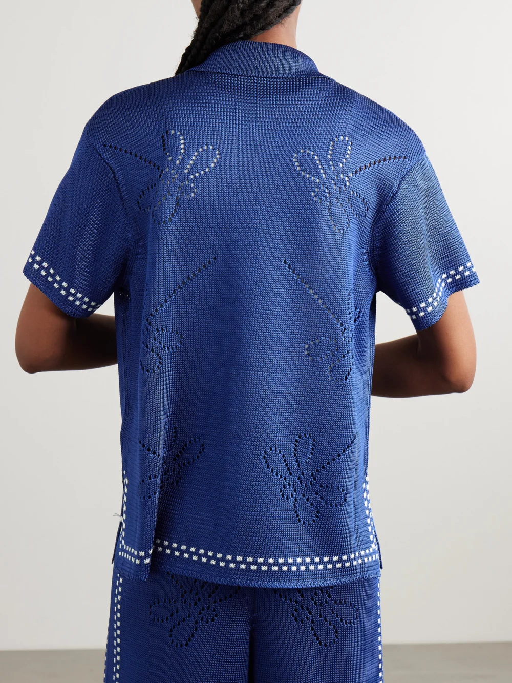 Back view of the Calle Del Mar Garden Party Pointelle-knit Shirt