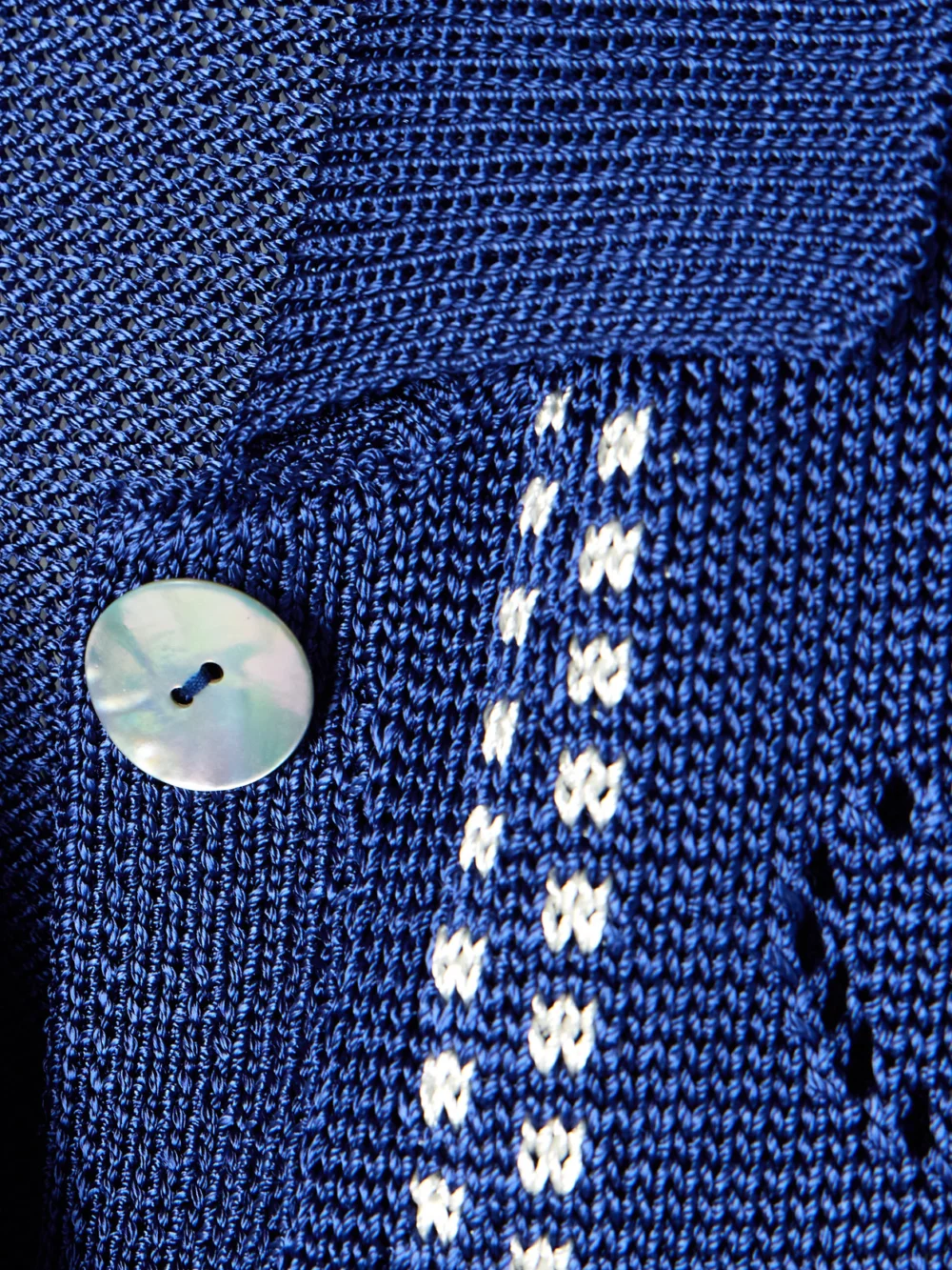 Close-up detail of the Calle Del Mar Garden Party Pointelle-knit Shirt