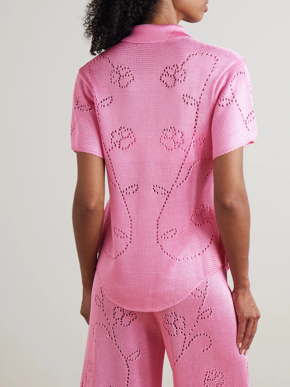 Back view of the Calle Del Mar Ivy Pointelle-knit Shirt