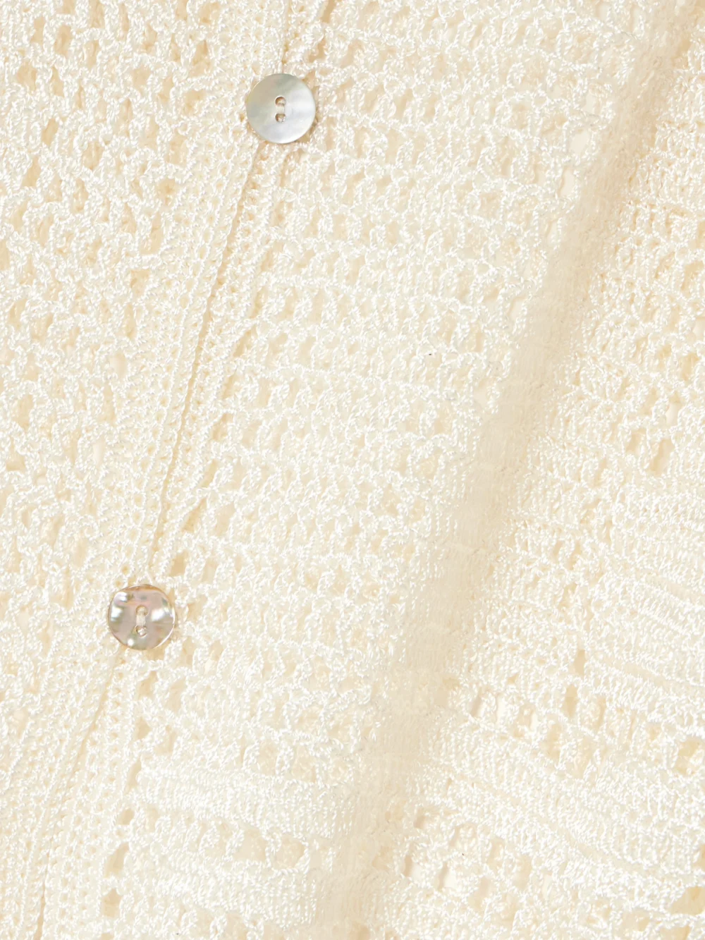 Close-up detail of the Calle Del Mar Nautical Cropped Crocheted Cardigan