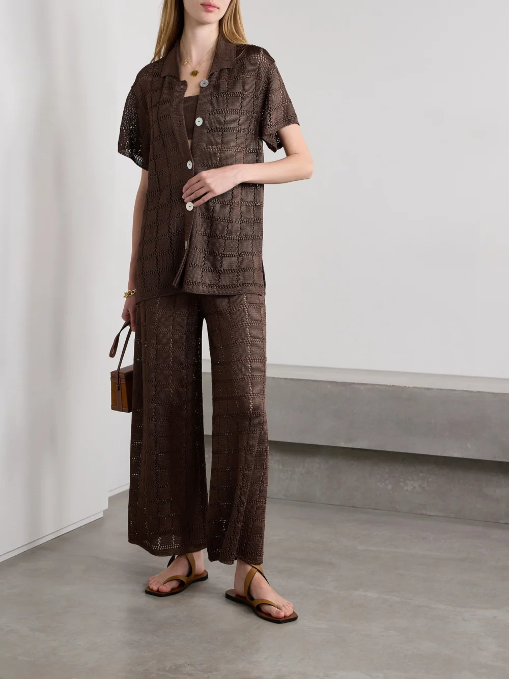 Calle Del Mar Open-knit Shirt, worn by a model