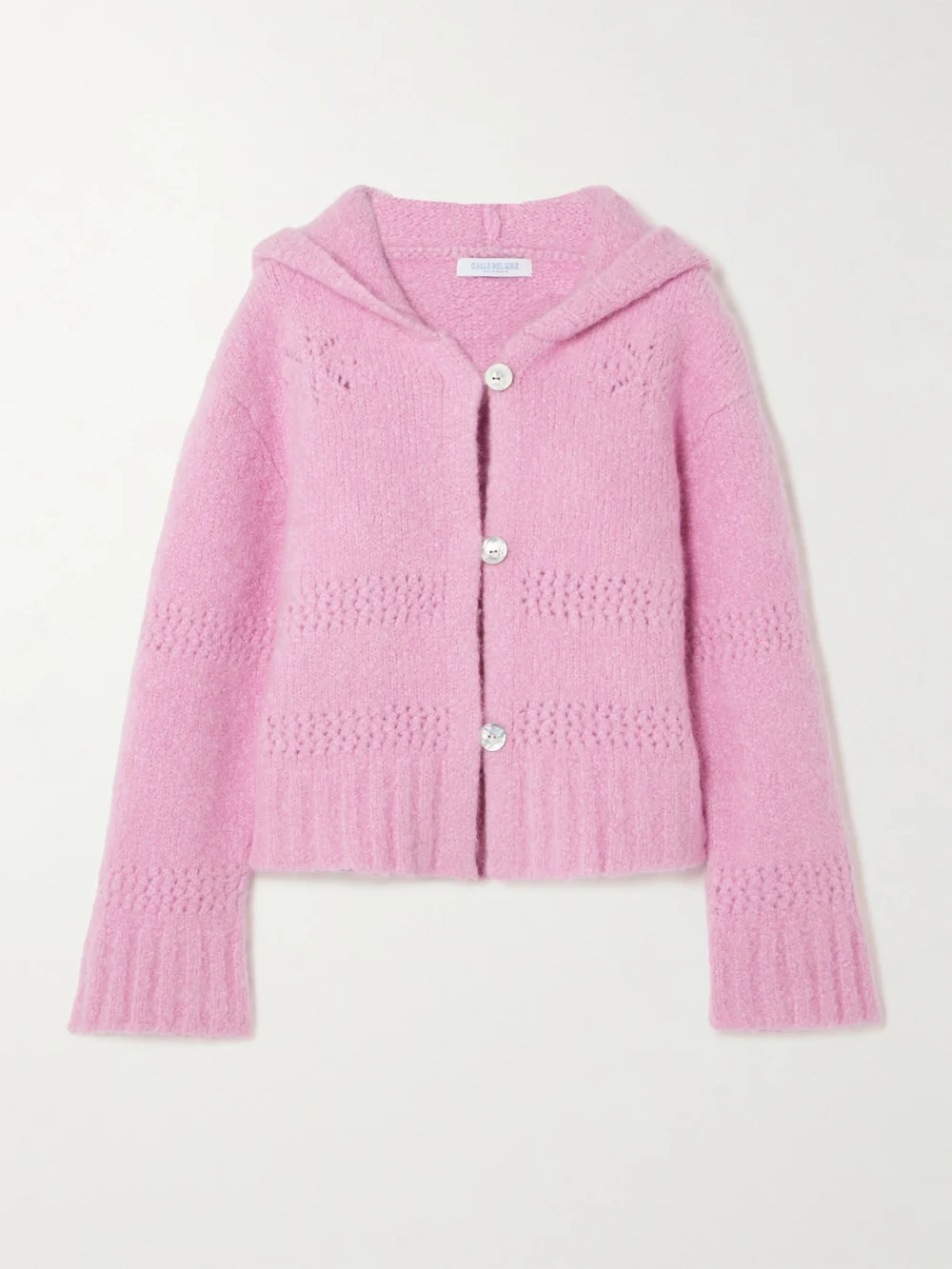 Calle Del Mar Pointelle-knit Cashmere and Silk-blend Hooded Cardigan in pink