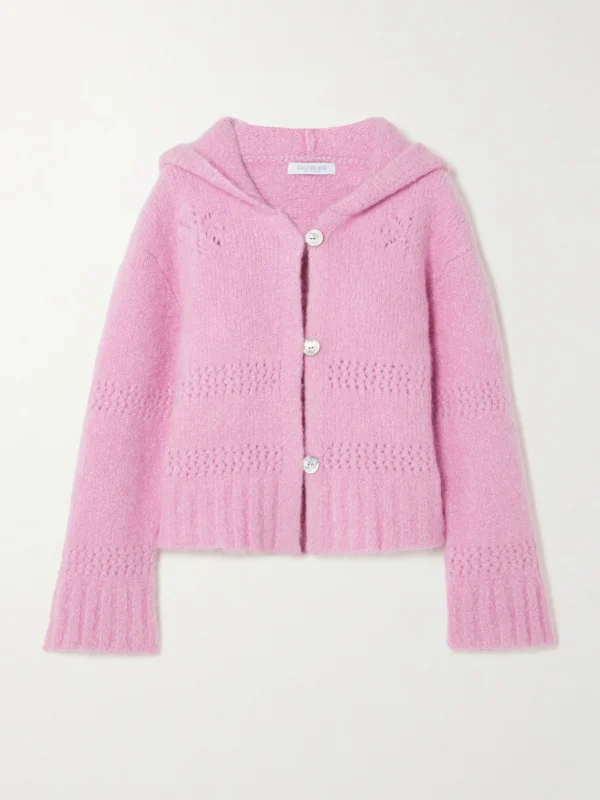 Calle Del Mar Pointelle-knit Cashmere and Silk-blend Hooded Cardigan