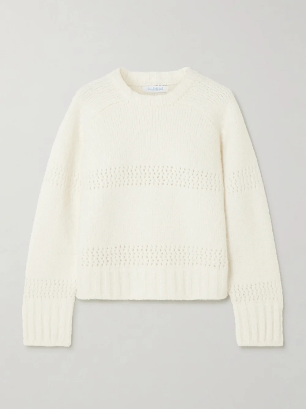 Calle Del Mar Pointelle-knit Cashmere and Silk-blend Sweater in cream