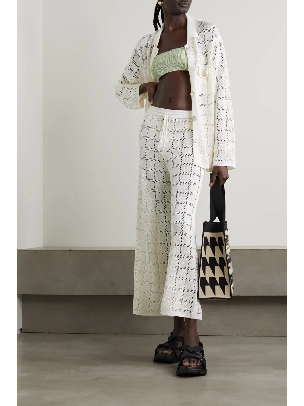 Calle Del Mar Pointelle-knit Shirt, worn by a model