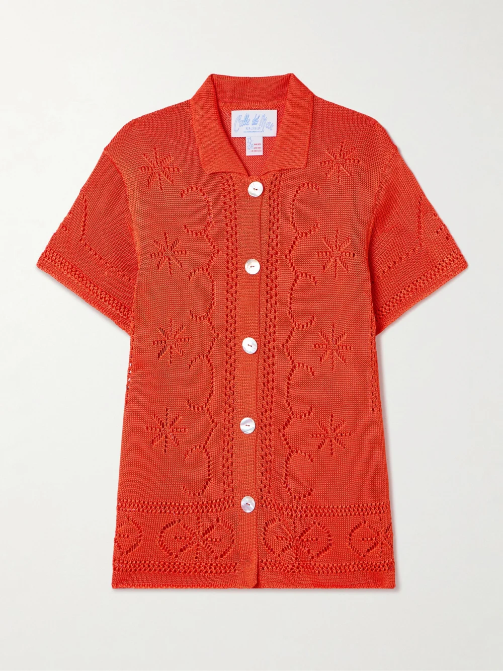 Calle Del Mar Pointelle-knit Shirt in red