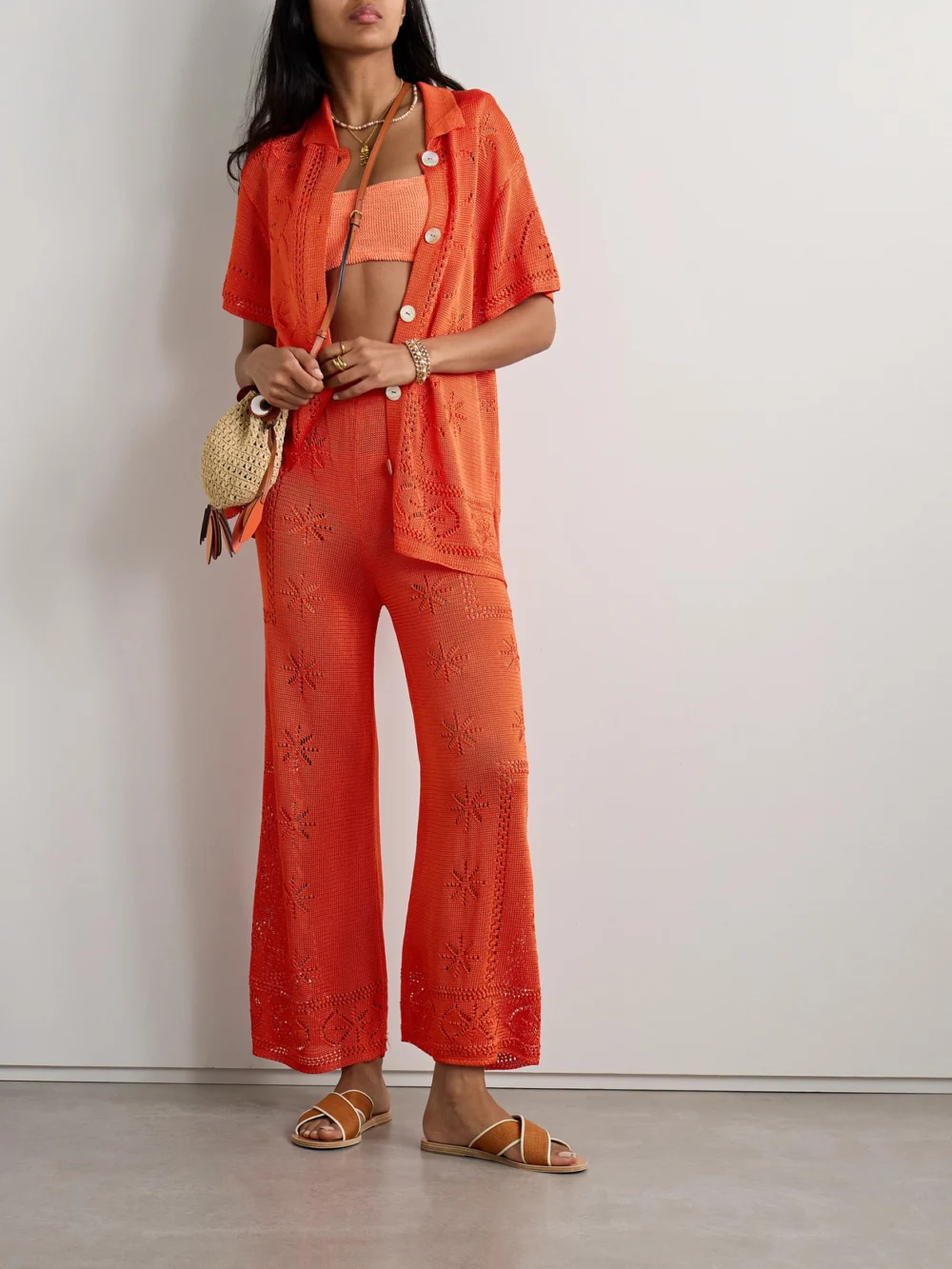 Calle Del Mar Pointelle-knit Shirt, worn by a model