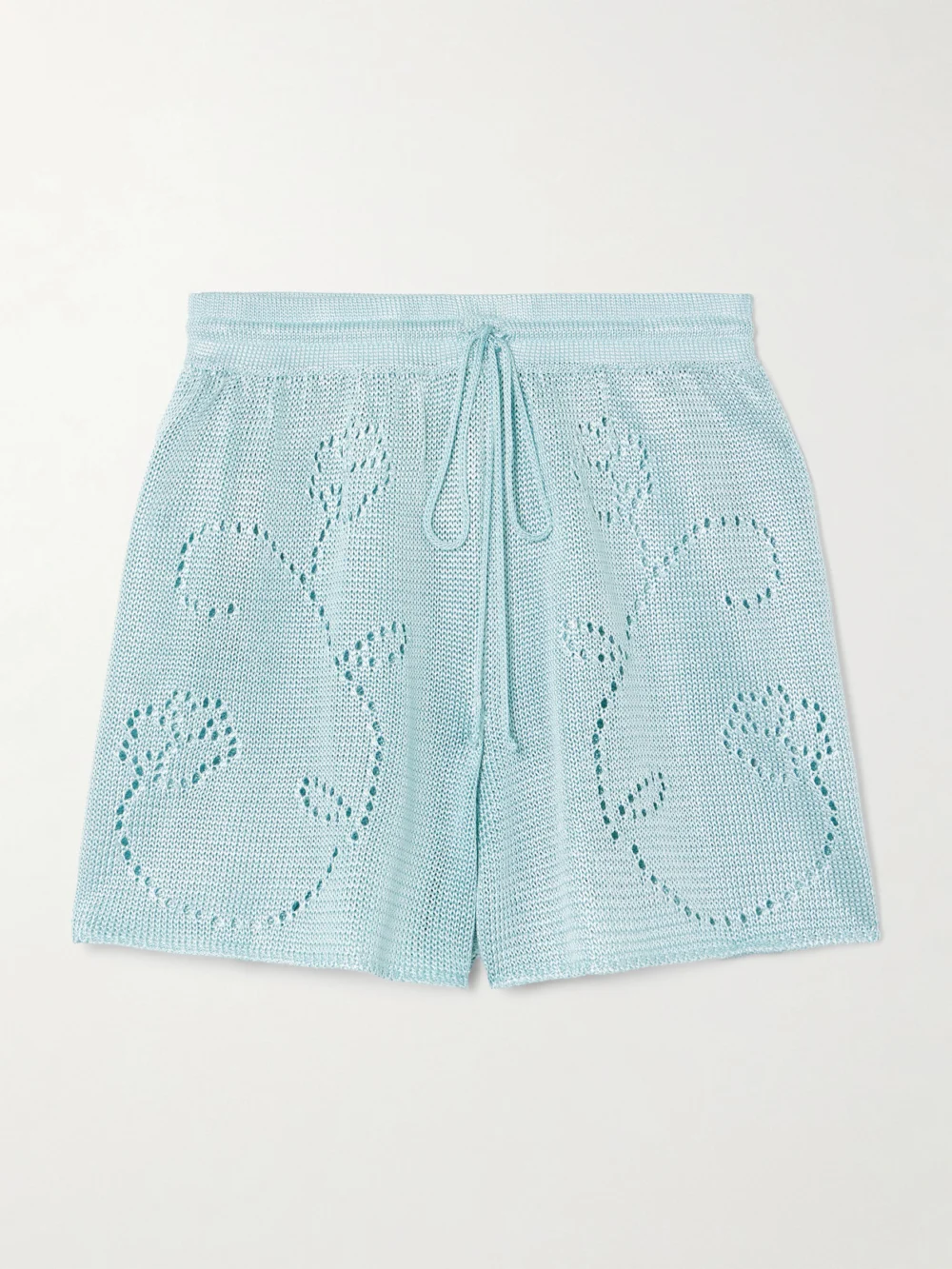 Calle Del Mar Pointelle-knit Shorts in light blue