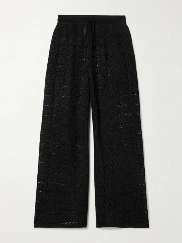 Calle Del Mar Pointelle-knit Wide-leg Pants