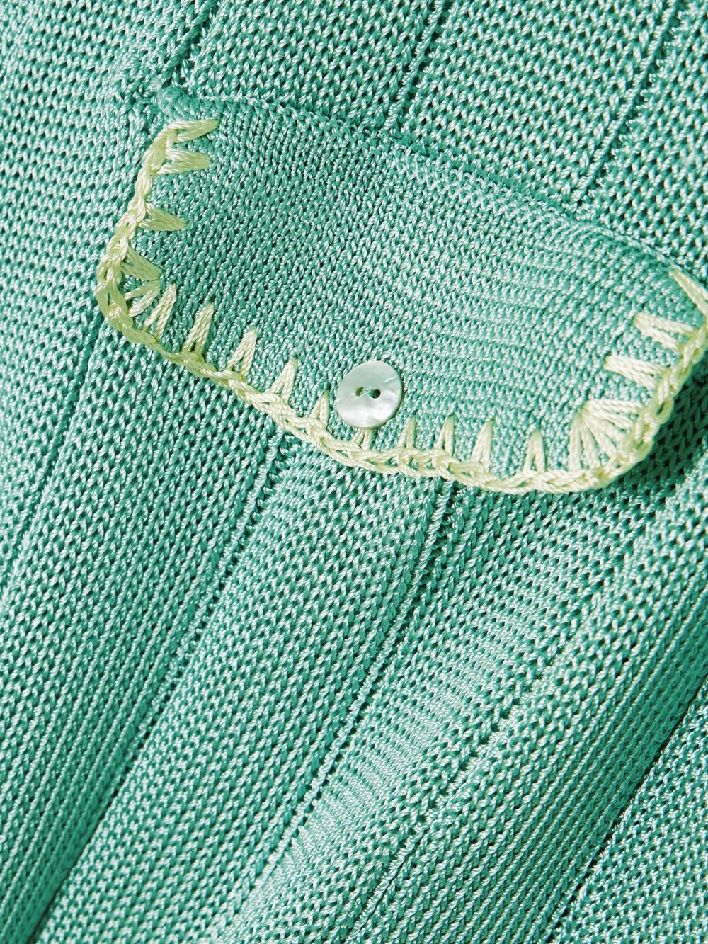Close-up detail of the Calle Del Mar Ribbed-knit Shirt