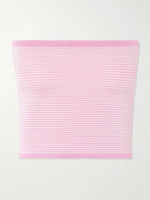 Calle Del Mar Strapless Striped Knitted Top