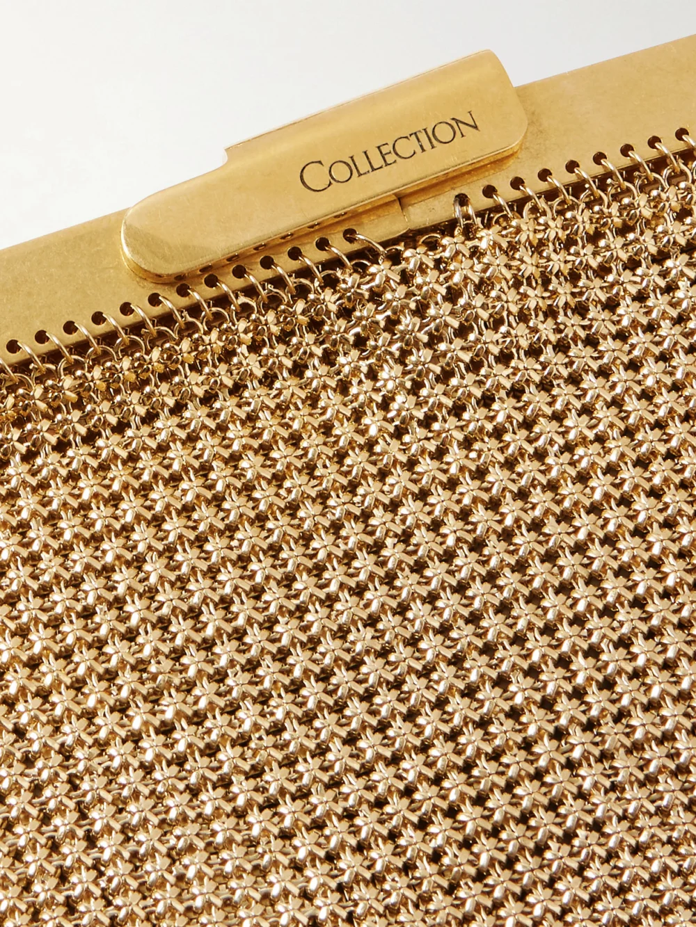 Close-up detail of the Calvin Klein Collection 54 Chainmail Clutch