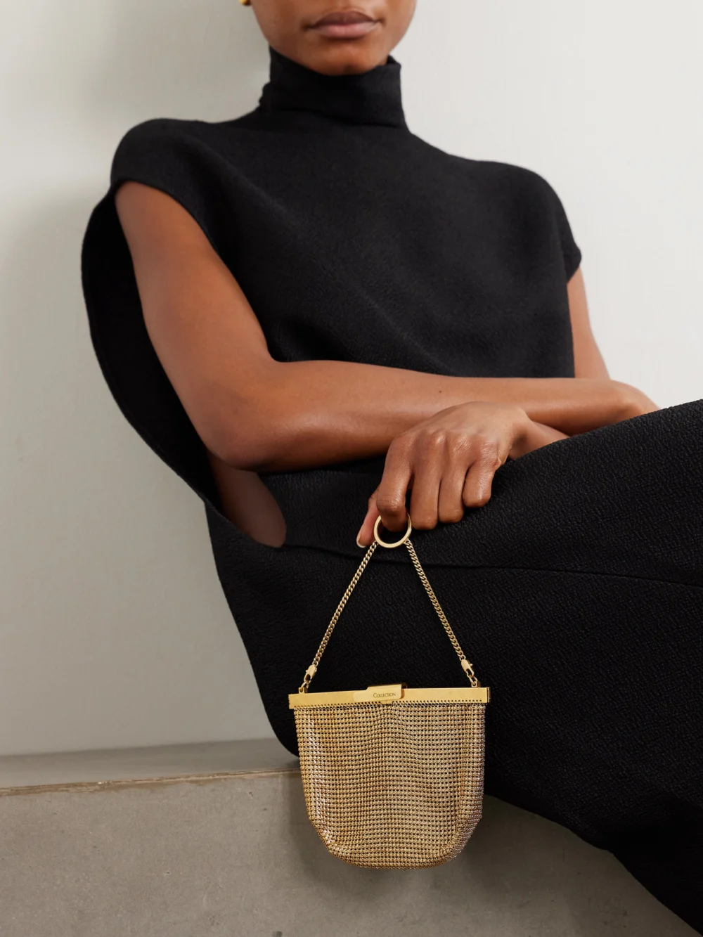 Calvin Klein Collection 54 Chainmail Clutch, styled view