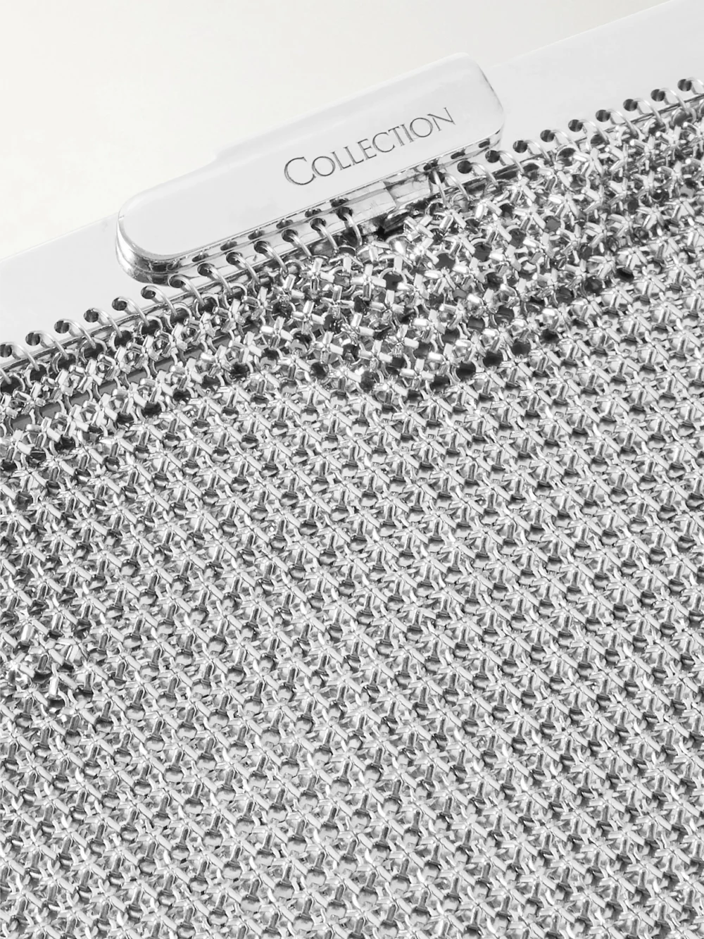 Close-up detail of the Calvin Klein Collection 54 Chainmail Shoulder Bag
