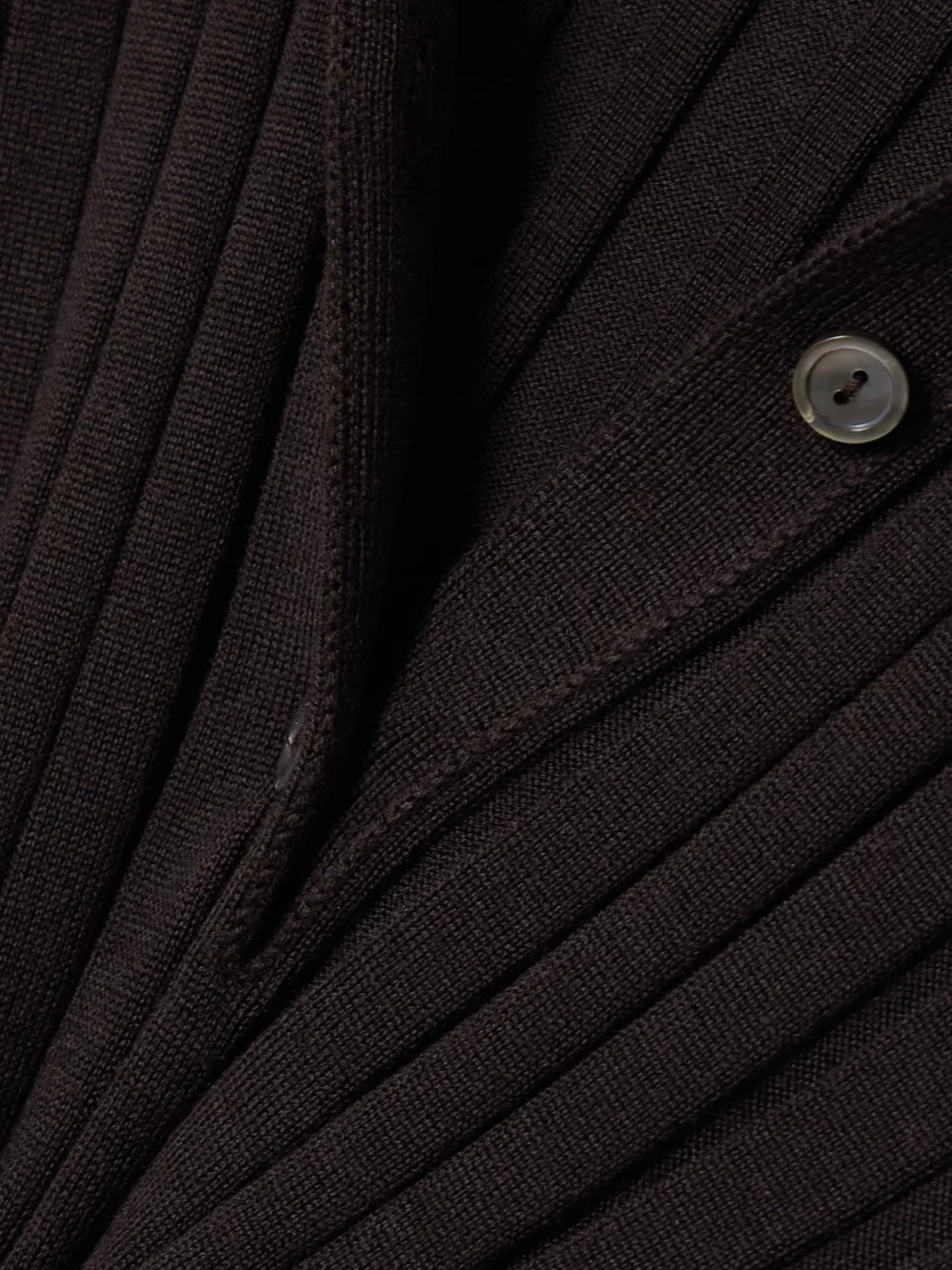 Close-up detail of the Calvin Klein Collection Amber Ribbed Wool Polo Sweater