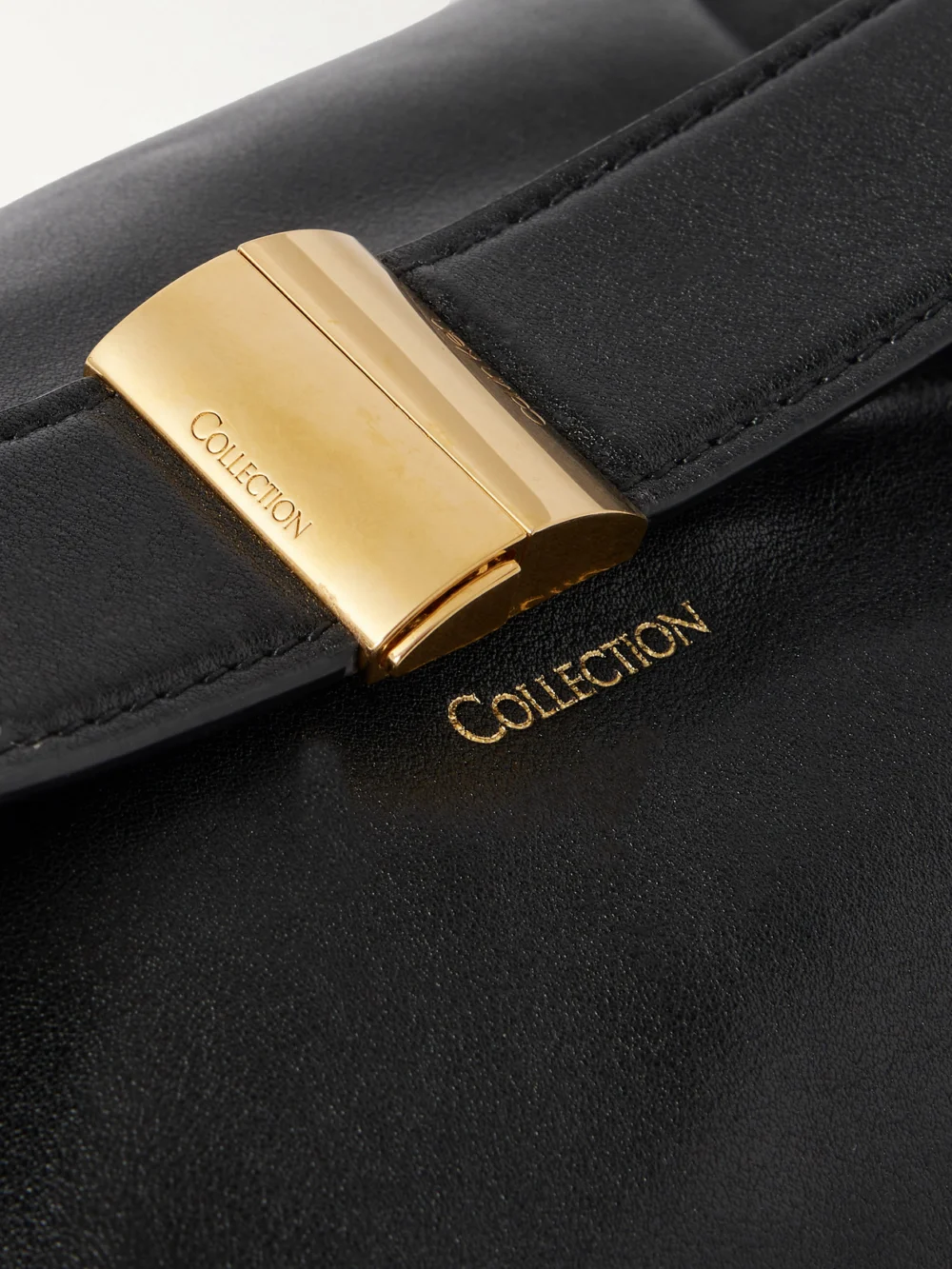 Close-up detail of the Calvin Klein Collection Andy Small Leather Clutch