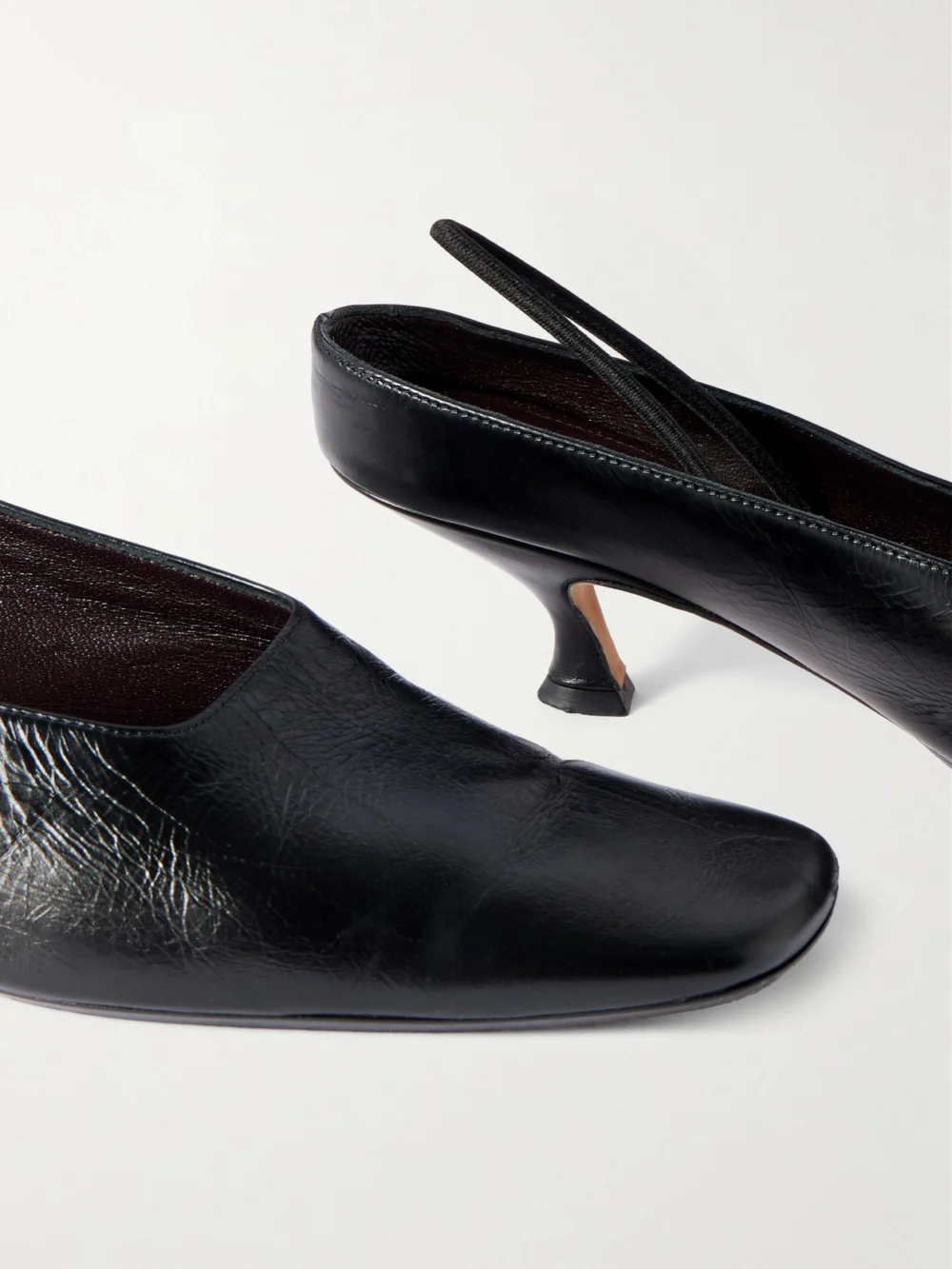 Close-up detail of the Calvin Klein Collection Anna Convertible Leather Mules