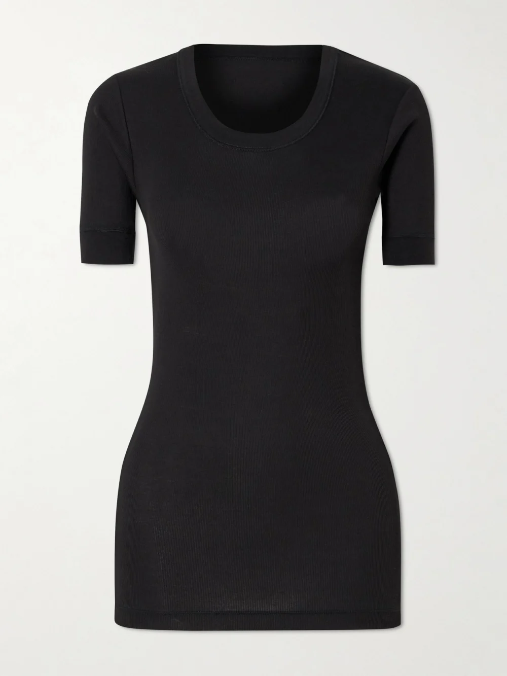 Calvin Klein Collection Aubriella Ribbed Stretch Organic Cotton-jersey T-shirt in black