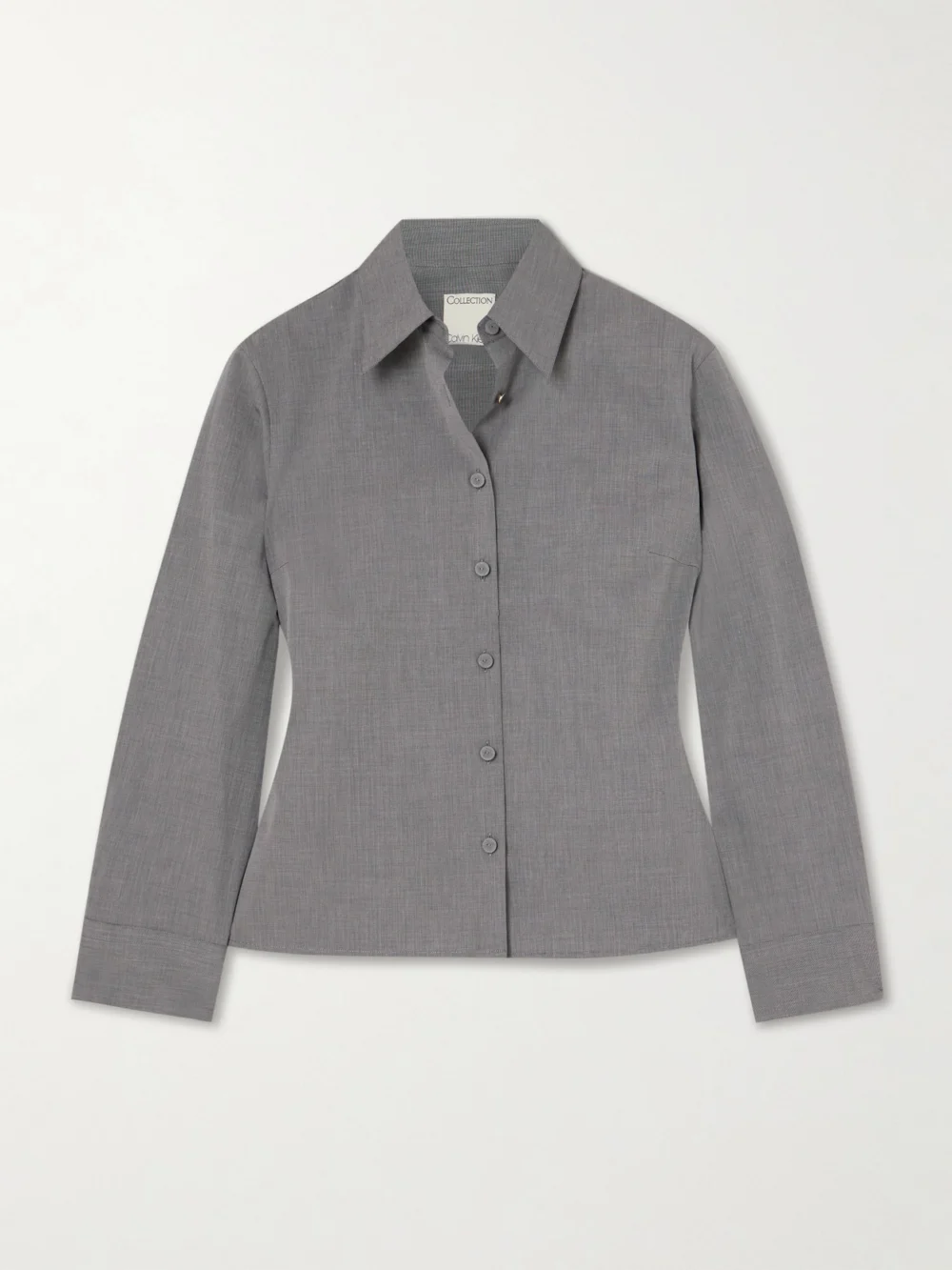 Calvin Klein Collection Daisy Cotton-poplin Shirt in light gray
