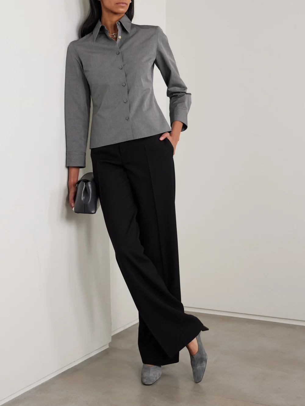 Calvin Klein Collection Daisy Cotton-poplin Shirt, worn by a model