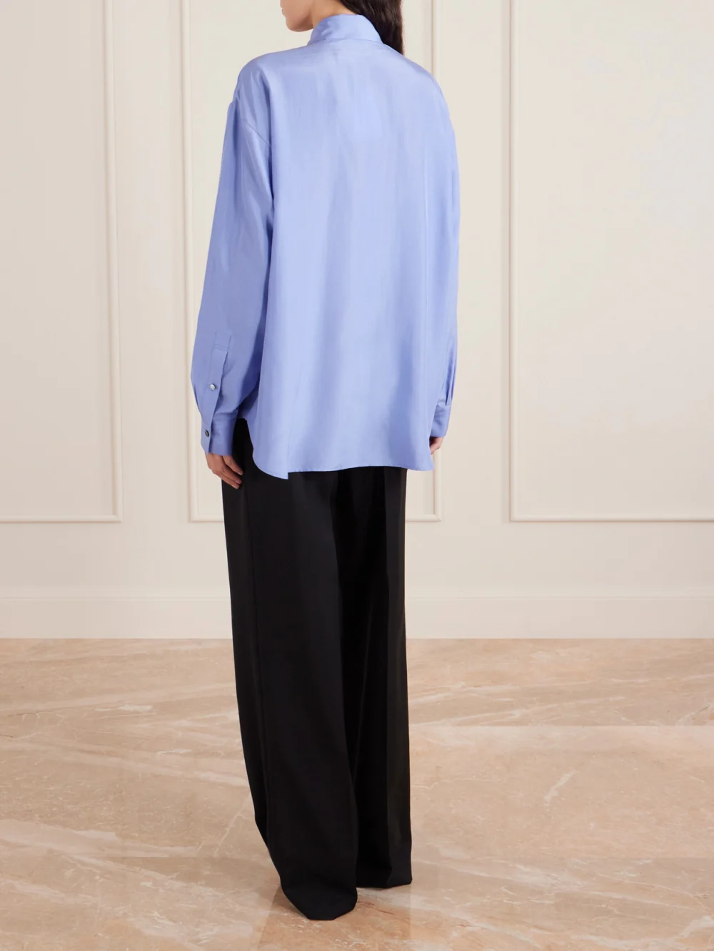 Back view of the Calvin Klein Collection Frances Silk-satin Shirt