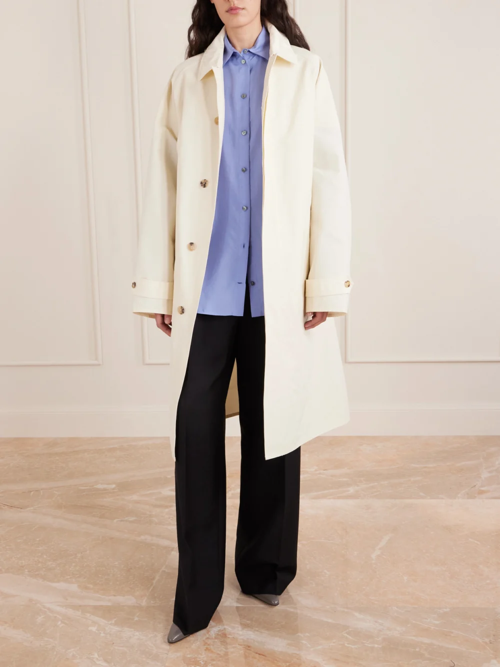 Calvin Klein Collection Frances Silk-satin Shirt, worn by a model