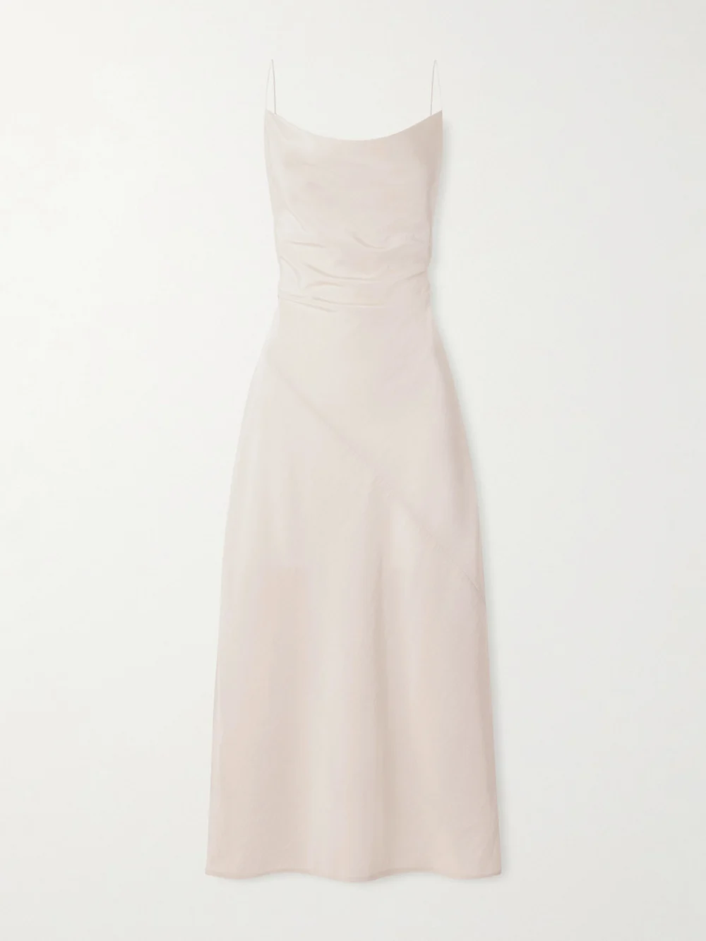 Calvin Klein Collection Jasmine Draped Wool Crepe De Chine Midi Dress in cream