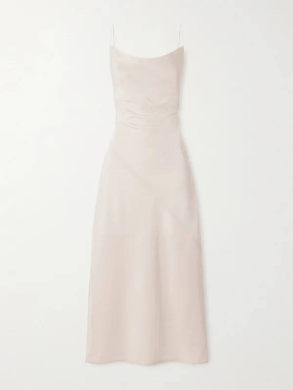 Calvin Klein Collection Jasmine Draped Wool Crepe De Chine Midi Dress
