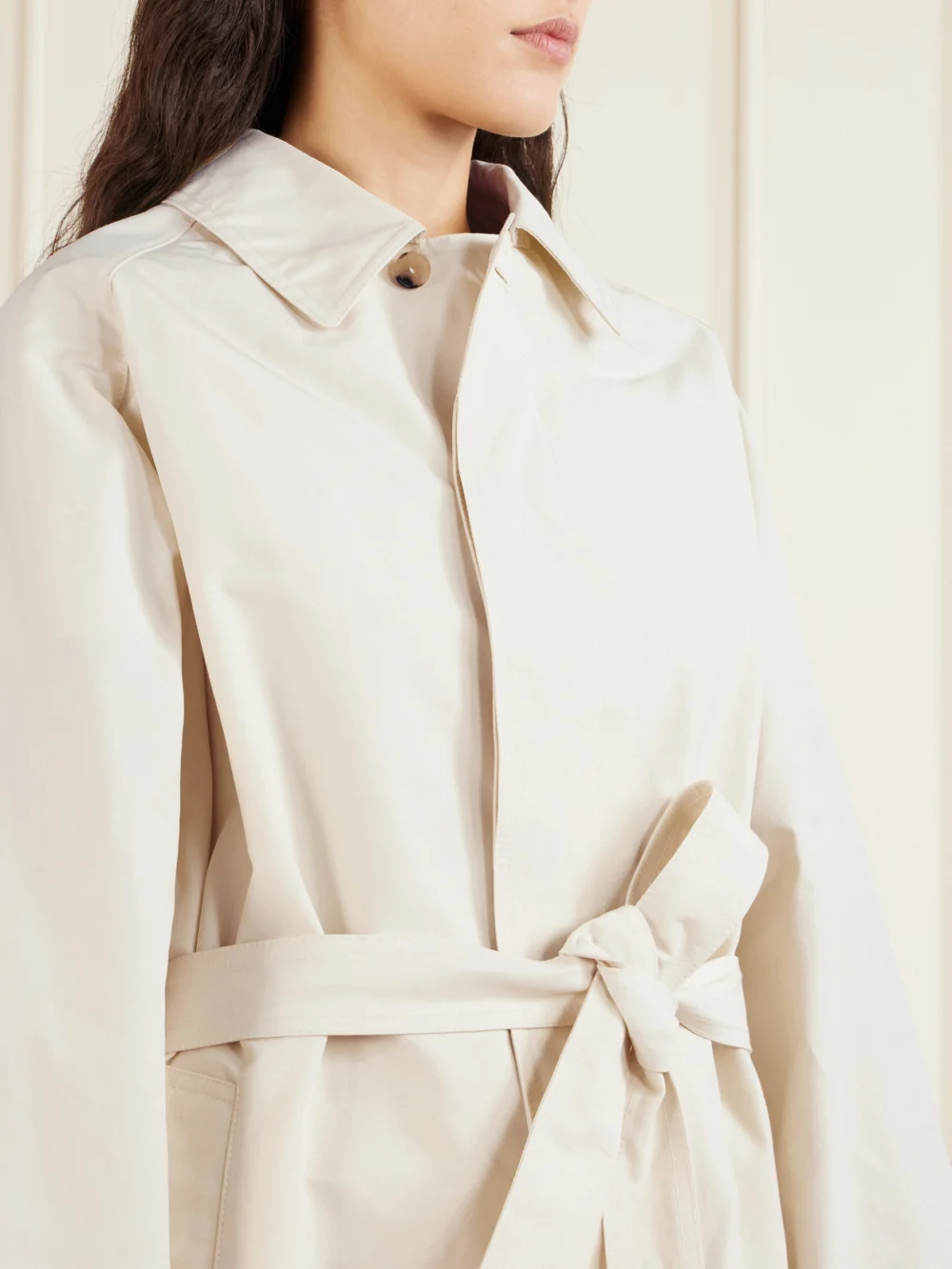 Close-up detail of the Calvin Klein Collection Marisol Cotton-blend Coat