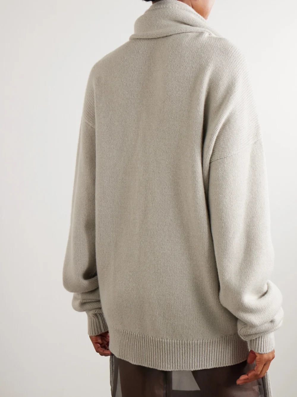 Back view of the Calvin Klein Collection Mia Scarf-detailed Cashmere Sweater